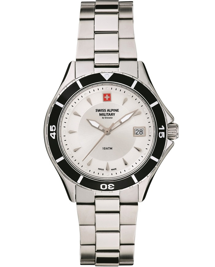 Swiss Alpine Military by Grovana Roloi Batarias me Asimi Metalliko Brasele SAM7740.1132
