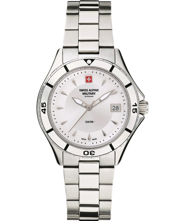 Swiss Alpine Military by Grovana Ρολόι Μπαταρίας με Ασημί Μεταλλικό Μπρασελέ SAM7740.1138