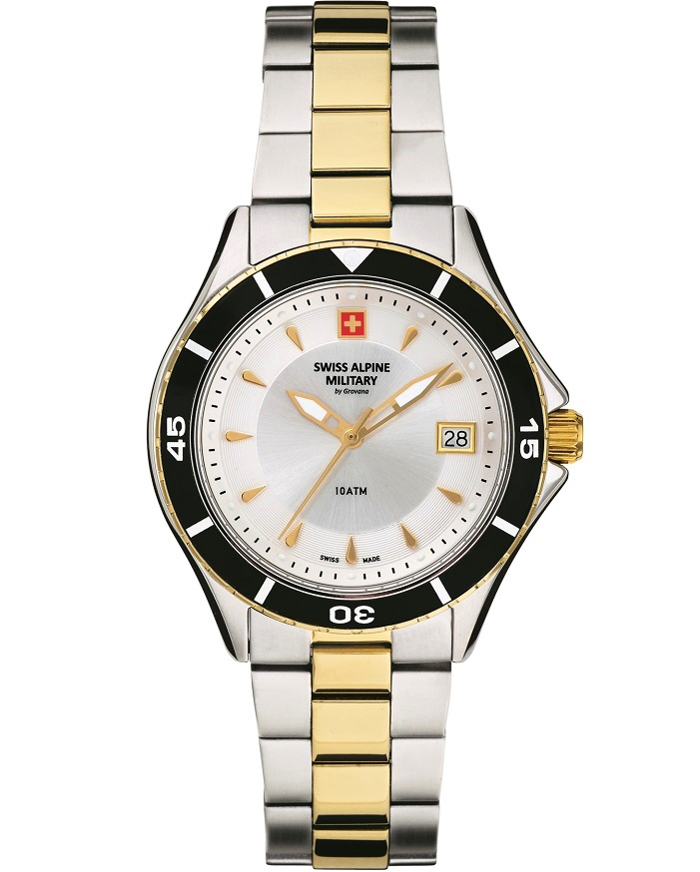 Swiss Alpine Military by Grovana Roloi Batarias me Xruso / Asimi Metalliko Brasele SAM7740.1142
