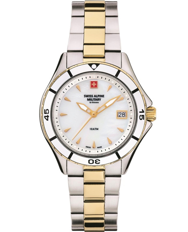 Swiss Alpine Military by Grovana Ρολόι Μπαταρίας με Χρυσό / Ασημί Μεταλλικό Μπρασελέ SAM7740.1143
