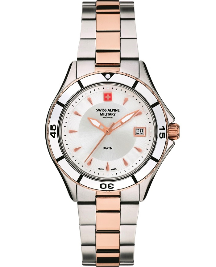 Swiss Alpine Military by Grovana Roloi Batarias me Roz Xruso / Asimi Metalliko Brasele SAM7740.1152