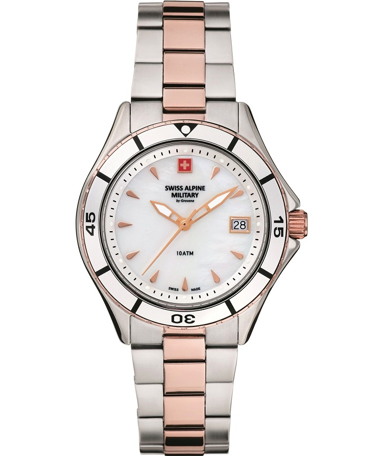 Swiss Alpine Military by Grovana Ρολόι Μπαταρίας με Ροζ Χρυσό / Ασημί Μεταλλικό Μπρασελέ SAM7740.1153