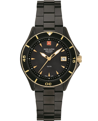 Swiss Alpine Military by Grovana Ρολόι Μπαταρίας με Μαύρο Μεταλλικό Μπρασελέ SAM7740.1184