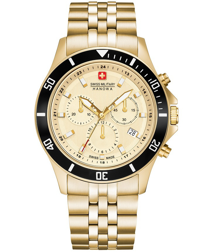 Swiss Military Hanowa Roloi Xronogafos Batarias me Xruso Metalliko Brasele 06-5331.02.002