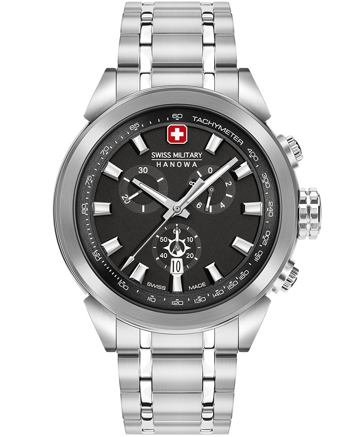 Swiss Military Hanowa Roloi Xronogafos Batarias me Asimi Metalliko Brasele SMWGI2100202