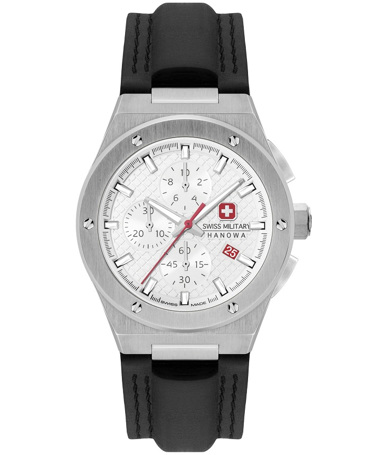 Swiss Military Hanowa Ρολόι Χρονογράφος Μπαταρίας με Μαύρο Δερμάτινο Λουράκι SMWGC2101701