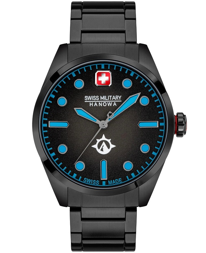 Swiss Military Hanowa Roloi Batarias me Mavro Metalliko Brasele SMWGG2100530