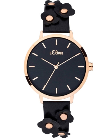 S.Oliver Ρολόι Μπαταρίας με Μαύρο Δερμάτινο Λουράκι SO-3700-LQ