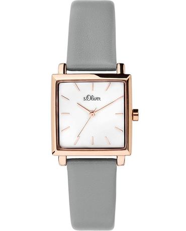 S.Oliver Ρολόι Μπαταρίας με Γκρι Δερμάτινο Λουράκι SO-3711-LQ
