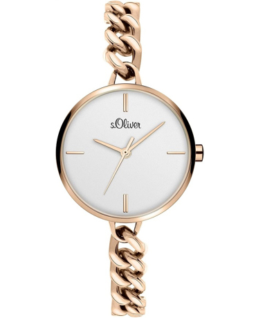S.Oliver Ρολόι Μπαταρίας με Ροζ Χρυσό Μεταλλικό Μπρασελέ SO-3986-MQ