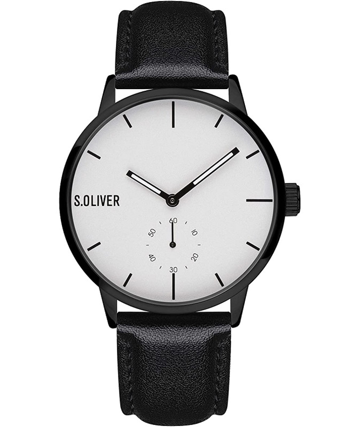 S.Oliver Roloi Batarias me Mavro Dermatino Louraki SO-4180-LQ