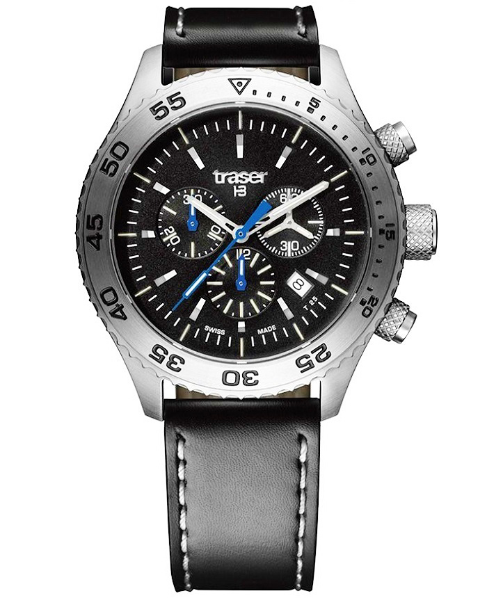 Traser H3 T5 Aurora Roloi Xronogafos Batarias me Mavro Dermatino Louraki 106832