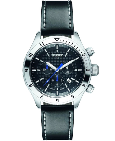 Traser H3 T5 Master Ρολόι Χρονογράφος Μπαταρίας με Μαύρο Δερμάτινο Λουράκι 106974