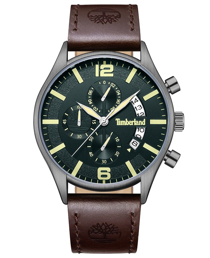 Timberland Carrigan Roloi Xronogafos Batarias me Kafe Dermatino Louraki TDWGC9001203