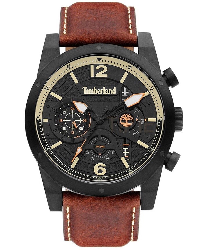 Timberland Holyoke Roloi Batarias me Kafe Dermatino Louraki TDWGF2100001