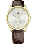 Tommy Hilfiger Curtis  Roloi Batarias me Kafe Dermatino Louraki 1791170