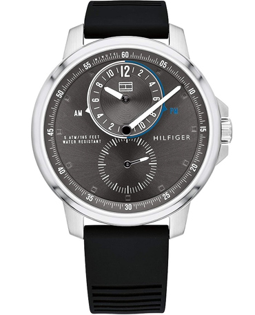 Tommy Hilfiger Logan Ρολόι Μπαταρίας με Μαύρο Καουτσούκ Λουράκι 1791626