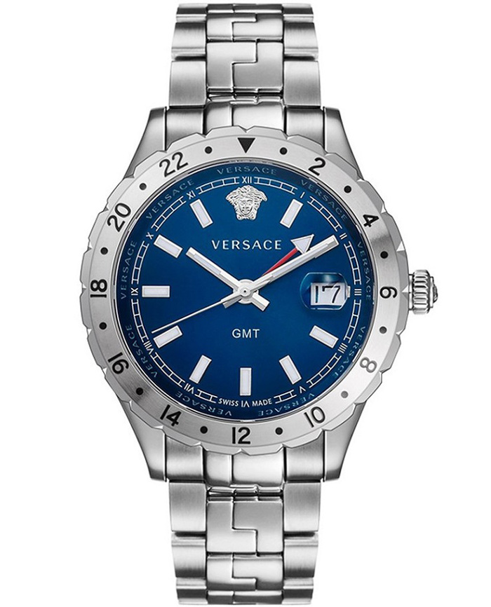 Versace Hellenyium GMT Roloi Batarias me Asimi Metalliko Brasele V11010015
