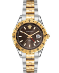 Versace Hellenyium GMT Roloi Batarias me Roz Xruso / Asimi Metalliko Brasele V11040015