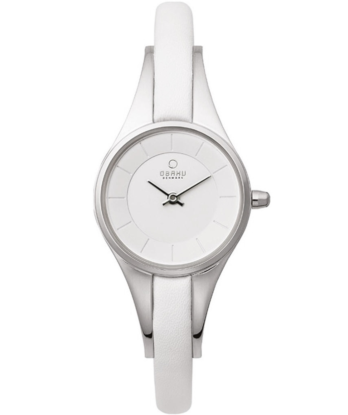 Obaku Roloi Batarias me Lefko Dermatino Louraki V110LCIRW