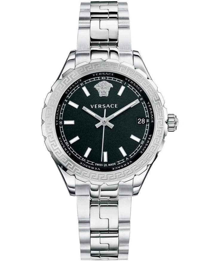Versace Hellenyium Roloi Batarias me Asimi Metalliko Brasele V12020015