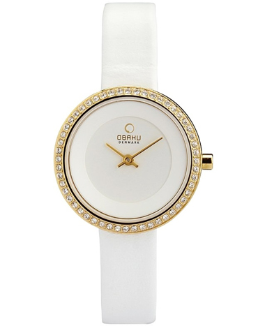 Obaku Ρολόι Μπαταρίας με Λευκό Δερμάτινο Λουράκι V146LEGIRW