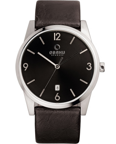 Obaku Ρολόι Μπαταρίας με Μαύρο Δερμάτινο Λουράκι V169GDCBRB