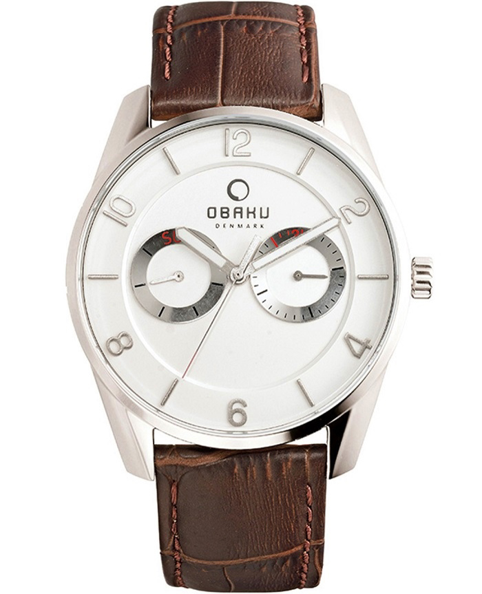 Obaku Roloi Batarias me Kafe Dermatino Louraki V171GMCIRN