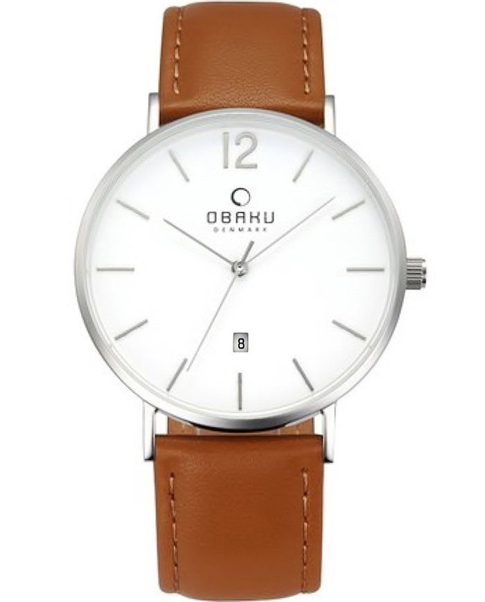 Obaku Roloi Batarias me Kafe Dermatino Louraki V181GDCWRN