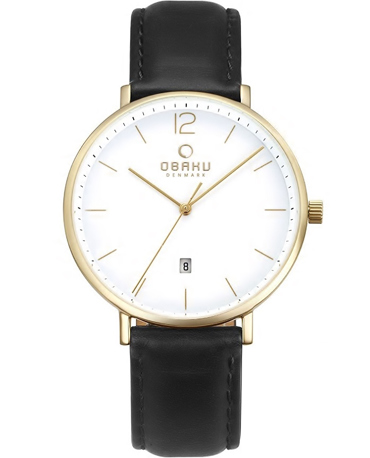 Obaku Ρολόι Μπαταρίας με Μαύρο Δερμάτινο Λουράκι V181GDGWRB