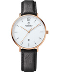 Obaku Roloi Batarias me Mavro Dermatino Louraki V181GDVWRB