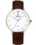 Obaku Roloi Batarias me Kafe Dermatino Louraki V181GDVWRN