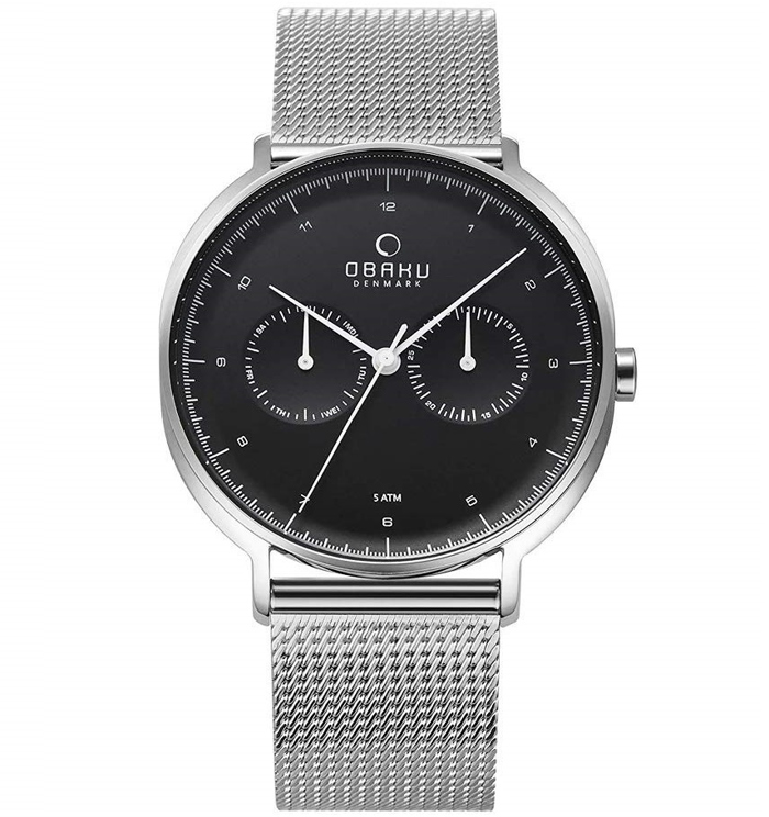 Obaku Roloi Batarias me Asimi Metalliko Brasele V193GMCBMC