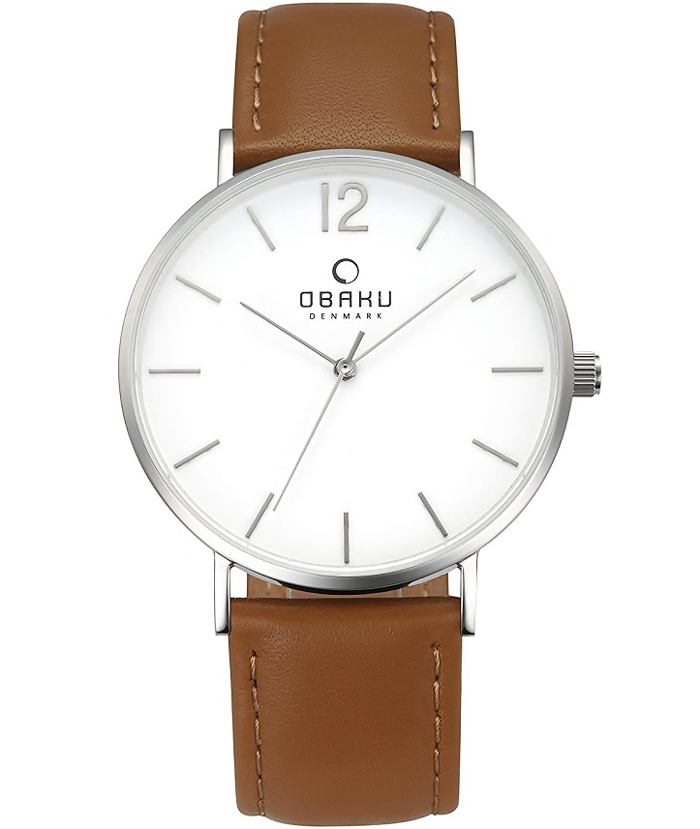 Obaku Roloi Batarias me Kafe Dermatino Louraki V197GXCWRN