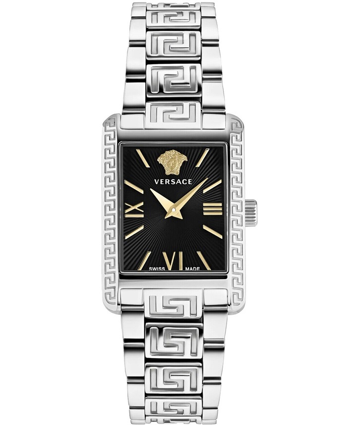 Versace Tonneau Roloi Batarias me Asimi Metalliko Brasele VE1C00822