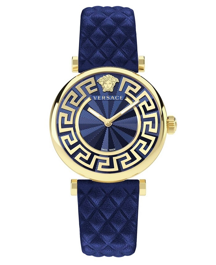 Versace Roloi Batarias me Ble Dermatino Louraki VE1CA0223