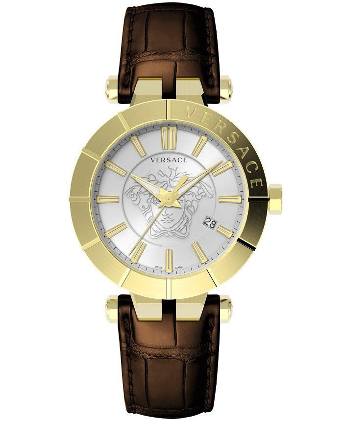 Versace V-Race Restyling Roloi Batarias me Kafe Dermatino Louraki VE2B00321