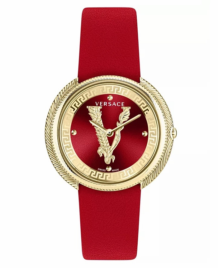 Versace Thea Roloi Batarias me Kokkino Dermatino Louraki VE2CA0423