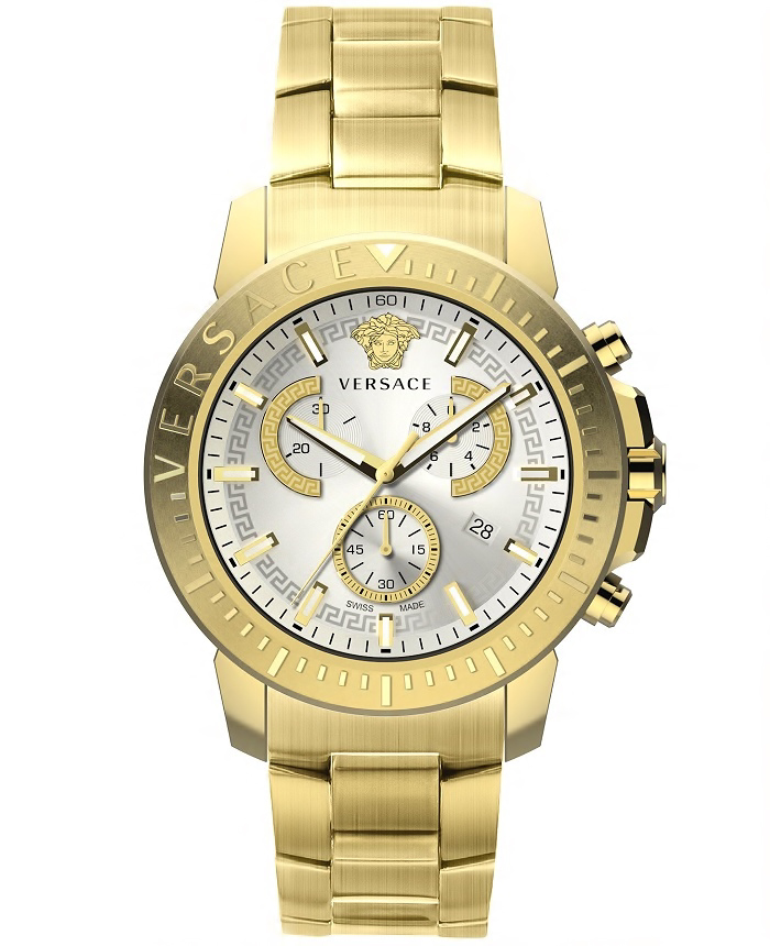 Versace New Roloi Xronogafos Batarias me Xruso Metalliko Brasele VE2E00521