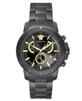 Versace New Roloi Xronogafos Batarias me Mavro Metalliko Brasele VE2E00621