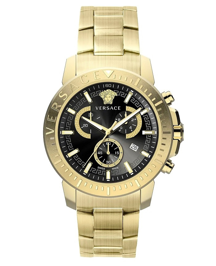 Versace Roloi Xronogafos Batarias me Xruso Metalliko Brasele VE2E00921