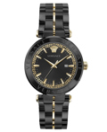 Versace Aion Roloi Batarias me Xruso / Mavro Metalliko Brasele VE2F00621