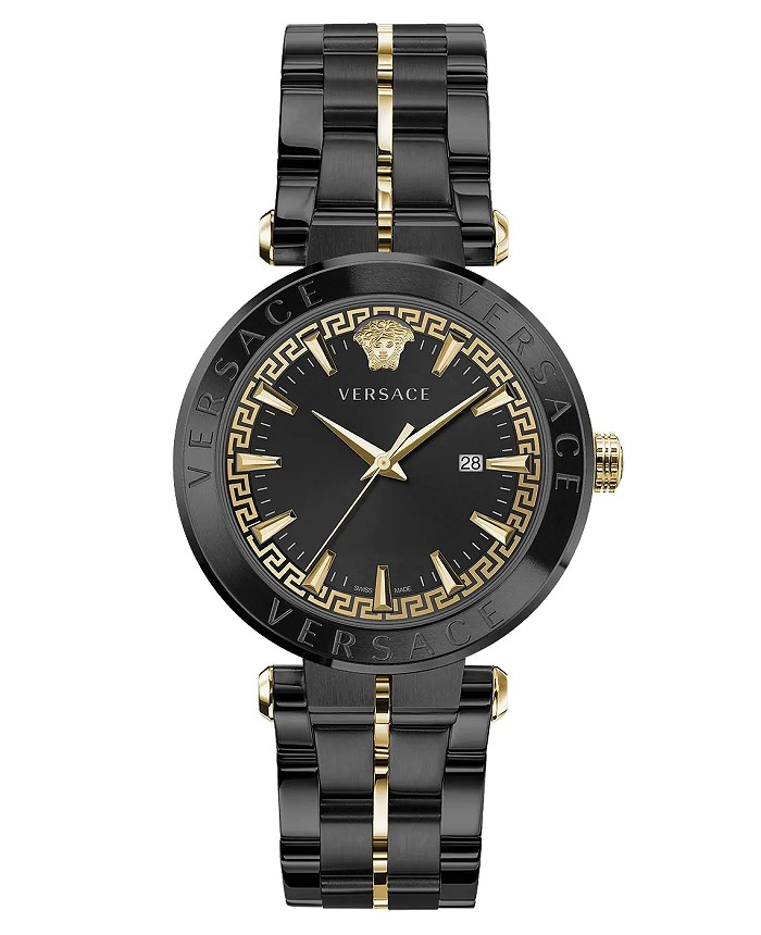 Versace Aion Roloi Batarias me Xruso / Mavro Metalliko Brasele VE2F00621