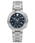 Versace V-Extreme Pro Roloi Xronogafos Batarias me Asimi Metalliko Brasele VE2H00321
