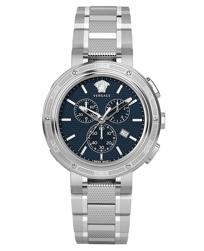 Versace V-Extreme Pro Roloi Xronogafos Batarias me Asimi Metalliko Brasele VE2H00321
