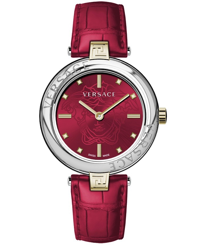 Versace New Lady Roloi Batarias me Kokkino Dermatino Louraki VE2J00321