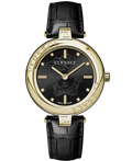 Versace New Roloi Batarias me Mavro Dermatino Louraki VE2J00421