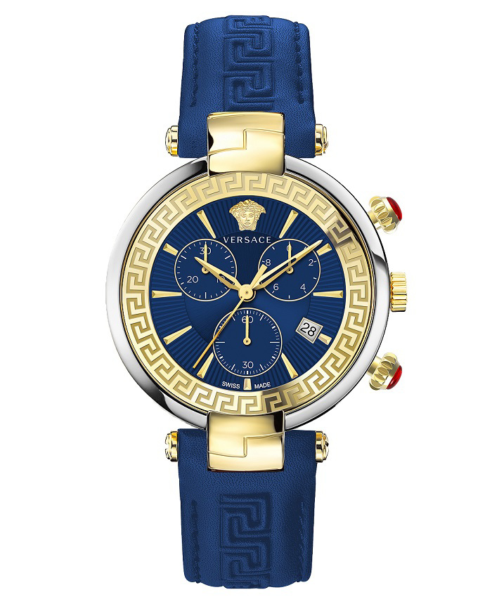 Versace Revive Roloi Xronogafos Batarias me Ble Dermatino Louraki VE2M00221