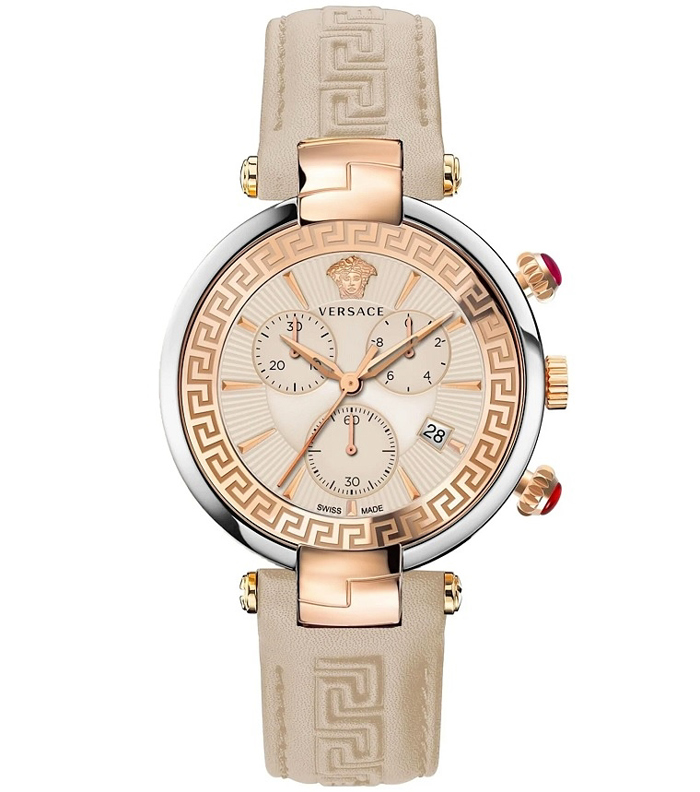 Versace Revive Roloi Xronogafos Batarias me Bez Dermatino Louraki VE2M00321