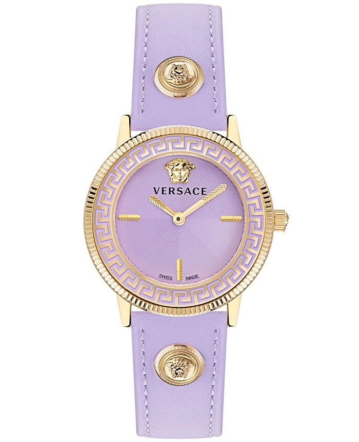 Versace V-Tribute Roloi Batarias me Mob Dermatino Louraki VE2P00322